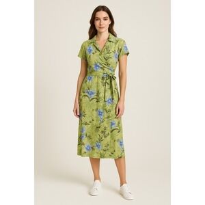 Caribbean Joe Green And Blue Floral Maxi Dress Size L